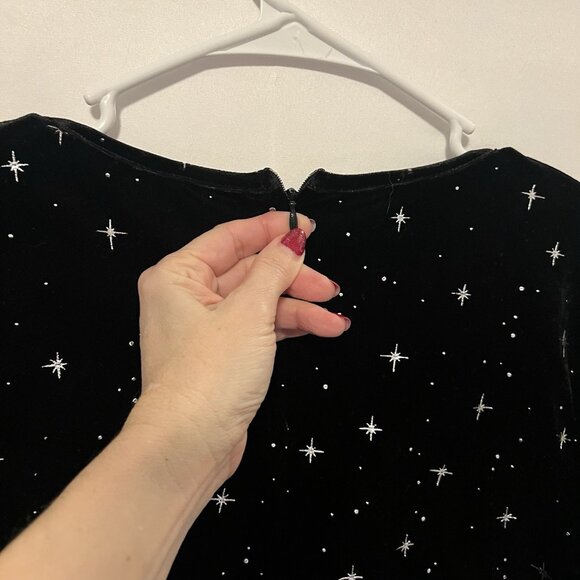 Cider Women’s Black Velvet Dress Size L Stretch Witchy Fairy Grunge Whimsigoth - Picture 8 of 8